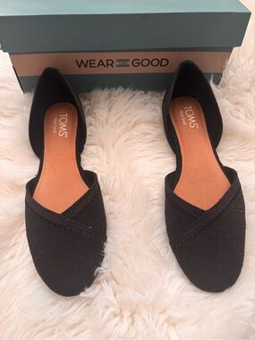 Toms Black Canvas D'Orsay Flats